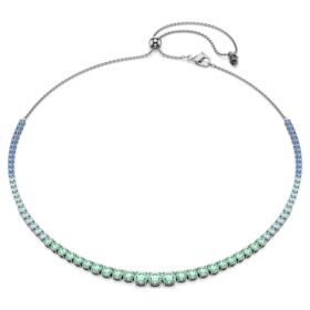 Collana Matrix con gradiente di tagli rotondi, multicolore, placcata in rutenio