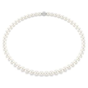 Collana Matrix con perle di cristallo, bianca, placcata in rodio