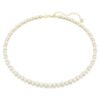Collana Matrix Tennis con perle di cristallo, taglio rotondo, bianco, placcata in oro Collana Matrix Tennis con perle di cristallo, taglio rotondo, bianco, placcata in oro