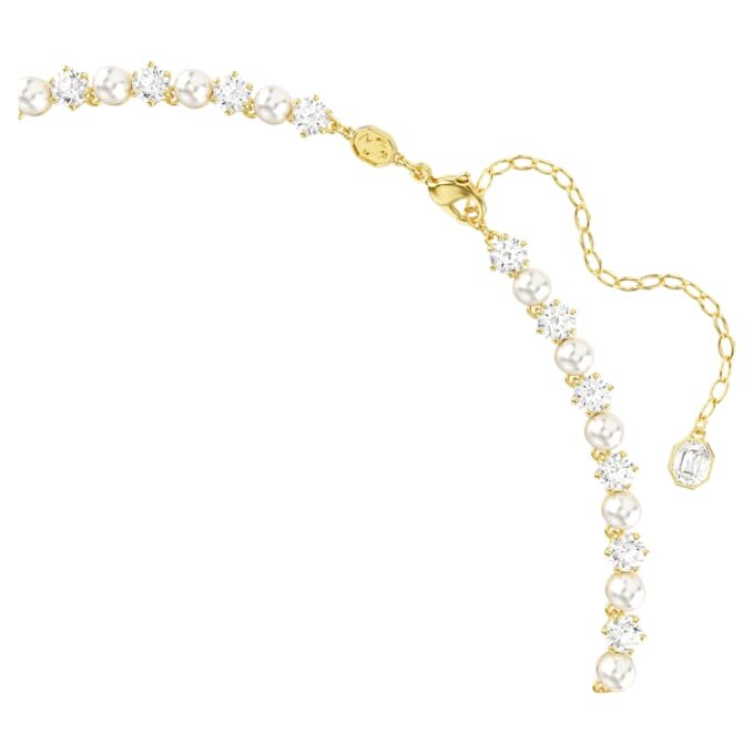 Collana Matrix Tennis con perle di cristallo, taglio rotondo, bianco, placcata in oro Collana Matrix Tennis con perle di cristallo, taglio rotondo, bianco, placcata in oro
