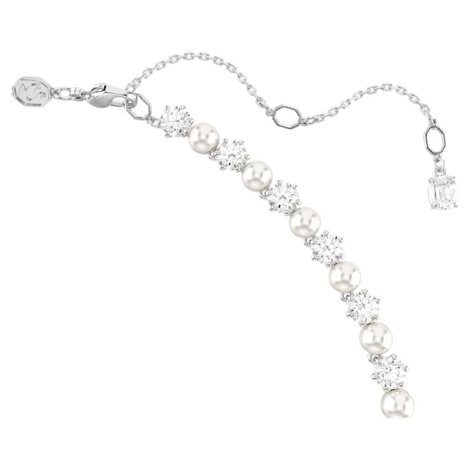 Collana Matrix Tennis con perle di cristallo, taglio rotondo, bianco, placcata in rodio Collana Matrix Tennis con perle di cristallo, taglio rotondo, bianco, placcata in rodio