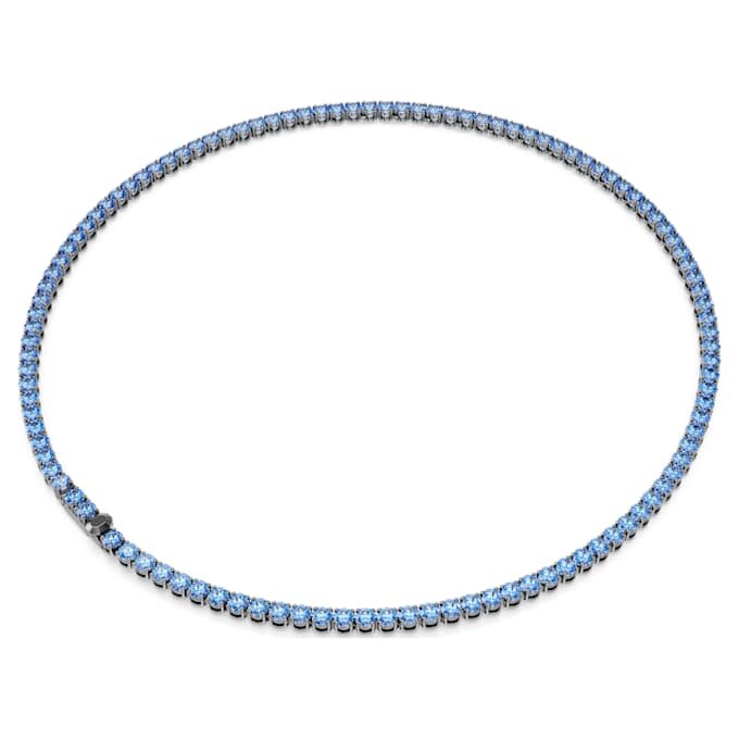 Collana Matrix Tennis con taglio rotondo, blu, placcata in rutenio Collana Matrix Tennis con taglio rotondo, blu, placcata in rutenio