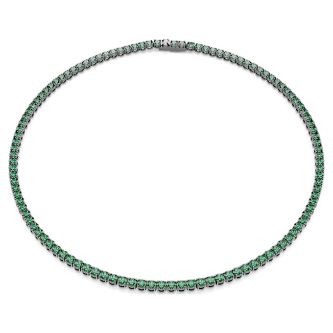 Collana Matrix Tennis con taglio rotondo, verde, placcata in rutenio Collana Matrix Tennis con taglio rotondo, verde, placcata in rutenio