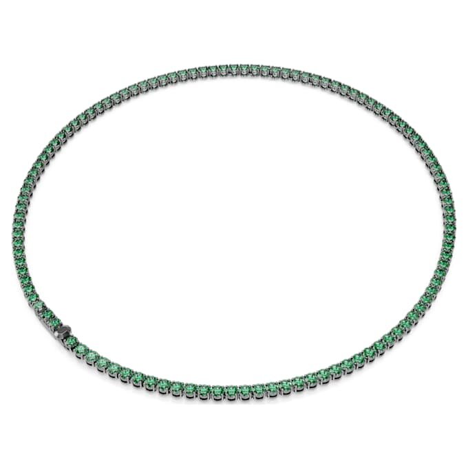 Collana Matrix Tennis con taglio rotondo, verde, placcata in rutenio Collana Matrix Tennis con taglio rotondo, verde, placcata in rutenio