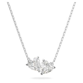 Collana Mesmera a forma di cuore, bianca, placcata in rodio