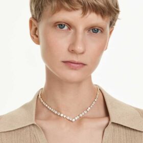 Collana Mesmera con tagli misti, bianca, placcata in oro