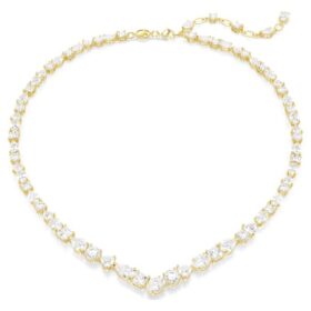 Collana Mesmera con tagli misti, bianca, placcata in oro