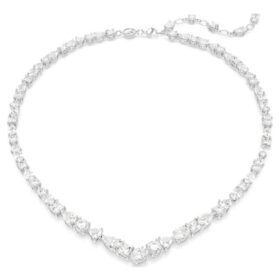 Collana Mesmera con tagli misti, bianca, placcata in rodio