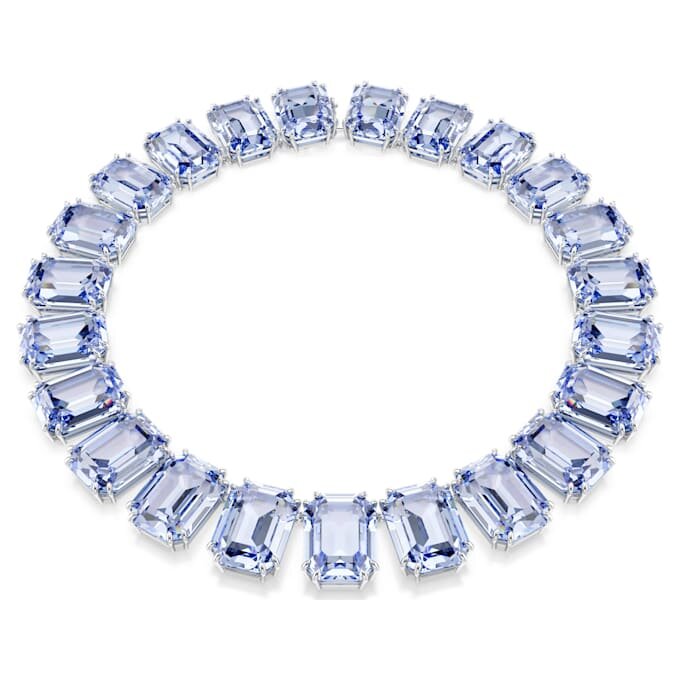 Collana Millenia con cristalli oversize, taglio ottagonale, blu, placcata in rodio Collana Millenia con cristalli oversize, taglio ottagonale, blu, placcata in rodio