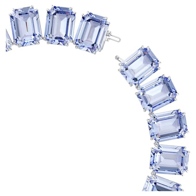 Collana Millenia con cristalli oversize, taglio ottagonale, blu, placcata in rodio Collana Millenia con cristalli oversize, taglio ottagonale, blu, placcata in rodio