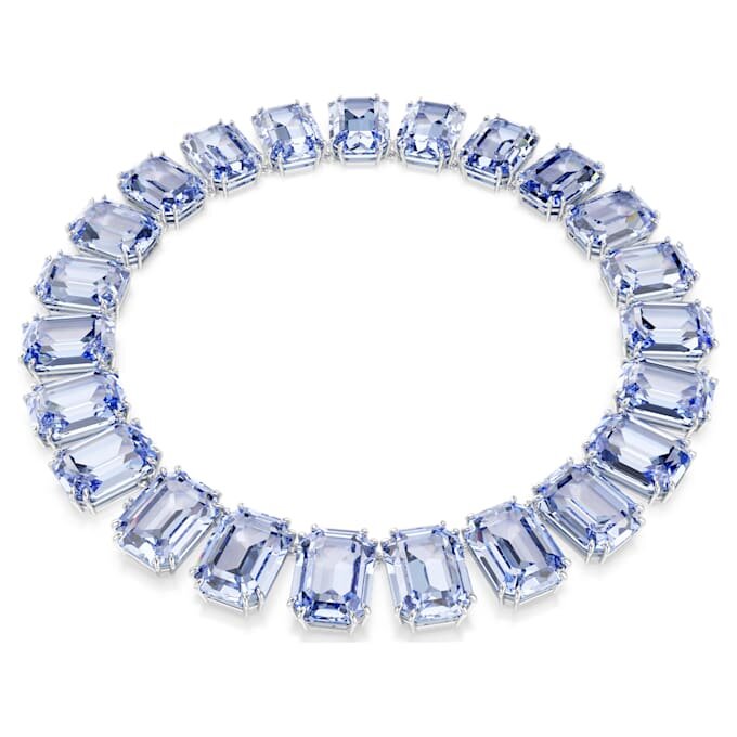 Collana Millenia con cristalli oversize, taglio ottagonale, blu, placcata in rodio Collana Millenia con cristalli oversize, taglio ottagonale, blu, placcata in rodio