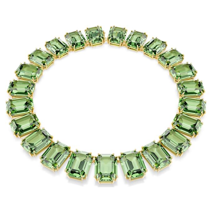 Collana Millenia con cristalli oversize, taglio ottagonale, verde, placcata in oro Collana Millenia con cristalli oversize, taglio ottagonale, verde, placcata in oro