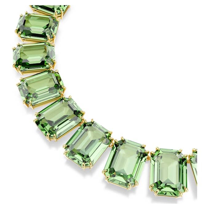 Collana Millenia con cristalli oversize, taglio ottagonale, verde, placcata in oro Collana Millenia con cristalli oversize, taglio ottagonale, verde, placcata in oro