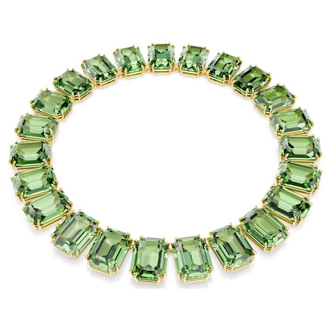 Collana Millenia con cristalli oversize, taglio ottagonale, verde, placcata in oro Collana Millenia con cristalli oversize, taglio ottagonale, verde, placcata in oro