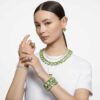 Collana Millenia con cristalli oversize, taglio ottagonale, verde, placcata in oro Collana Millenia con cristalli oversize, taglio ottagonale, verde, placcata in oro