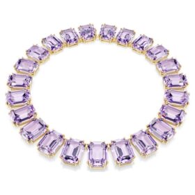 Collana Millenia con cristalli oversize, taglio ottagonale, viola, placcata in oro