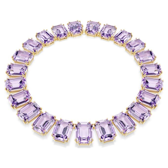 Collana Millenia con cristalli oversize, taglio ottagonale, viola, placcata in oro Collana Millenia con cristalli oversize, taglio ottagonale, viola, placcata in oro