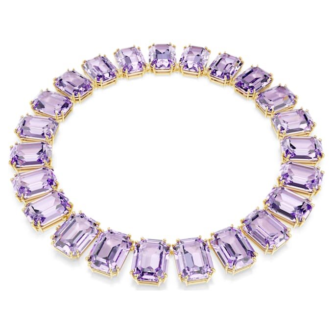 Collana Millenia con cristalli oversize, taglio ottagonale, viola, placcata in oro Collana Millenia con cristalli oversize, taglio ottagonale, viola, placcata in oro
