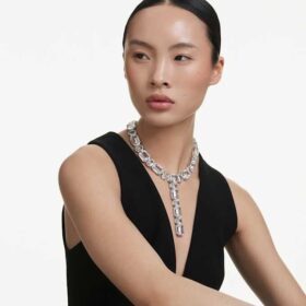 Collana Millenia con tagli misti, bianca, placcata in rodio