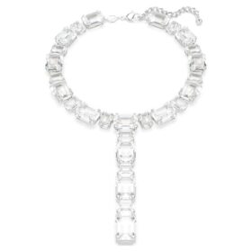 Collana Millenia con tagli misti, bianca, placcata in rodio