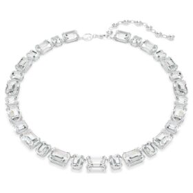 Collana Millenia con taglio ottagonale, bianca, placcata in rodio