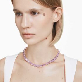 Collana Millenia con taglio ottagonale, viola, placcata in oro