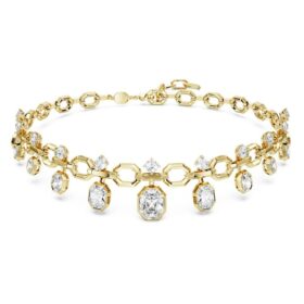 Collana ottagonale con diamanti sintetici 18,39 Ct Tw, forme miste, oro giallo 18K