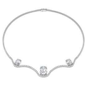 Collana ottagonale con diamanti sintetici 19,90 Ct Tw, forma ottagonale, oro bianco 18 carati