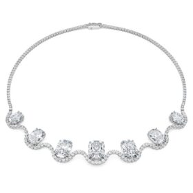 Collana ottagonale con diamanti sintetici 37,70 Ct Tw, forma ottagonale, oro bianco 18 carati