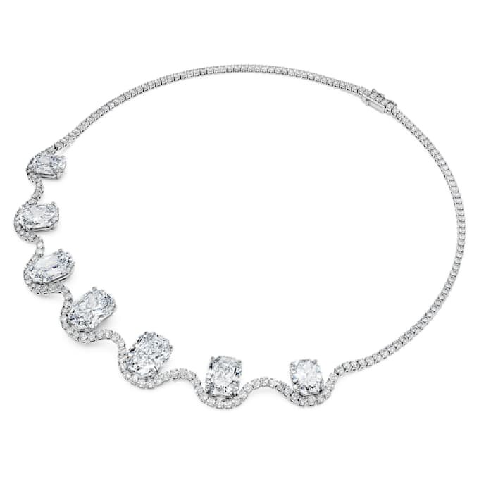 Collana ottagonale con diamanti sintetici 37,70 Ct Tw, forma ottagonale, oro bianco 18 carati Collana ottagonale con diamanti sintetici 37,70 Ct Tw, forma ottagonale, oro bianco 18 carati