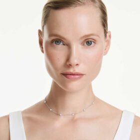 Collana ottagonale con diamanti sintetici da 0,7 carati in totale, forma rotonda, argento sterling