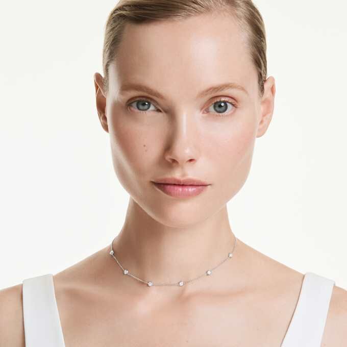 Collana ottagonale con diamanti sintetici da 0,7 carati in totale, forma rotonda, argento sterling Collana ottagonale con diamanti sintetici da 0,7 carati in totale, forma rotonda, argento sterling