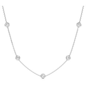 Collana ottagonale con diamanti sintetici da 0,7 carati in totale, forma rotonda, argento sterling