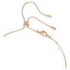 Collana Symbolica a Y con perla di cristallo, pavé, ferro di cavallo, bianca, placcata in oro rosa