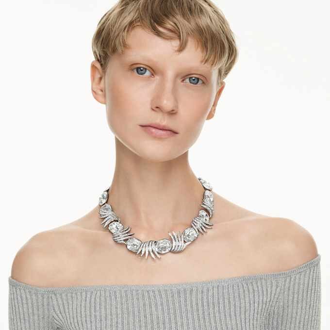 Collana “The Vienna Collection” a forma di piuma, bianca, placcata in rutenio Collana “The Vienna Collection” a forma di piuma, bianca, placcata in rutenio