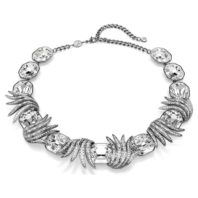 Collana “The Vienna Collection” a forma di piuma, bianca, placcata in rutenio Collana “The Vienna Collection” a forma di piuma, bianca, placcata in rutenio