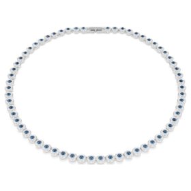 Collana Una Angelic con cristalli a taglio rotondo, blu, placcata in rodio