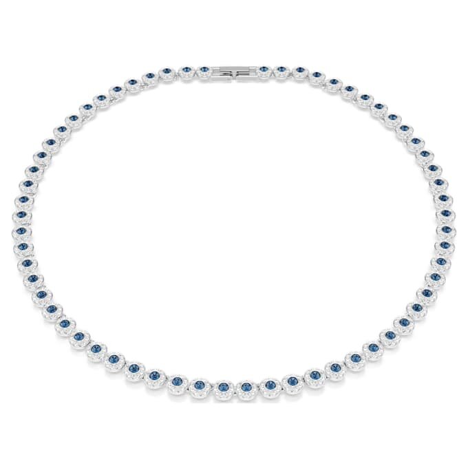 Collana Una Angelic con cristalli a taglio rotondo, blu, placcata in rodio Collana Una Angelic con cristalli a taglio rotondo, blu, placcata in rodio