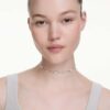 Collana Una Angelic con motivi a doppio lato dal taglio rotondo, bianca, placcata in rodio