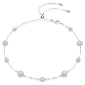 Collana Una Angelic con motivi a doppio lato dal taglio rotondo, bianca, placcata in rodio