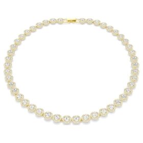 Collana Una Angelic, taglio rotondo, bianco, placcata in oro
