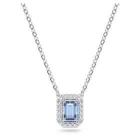 Collana Una con taglio ottagonale, blu, placcata in rodio