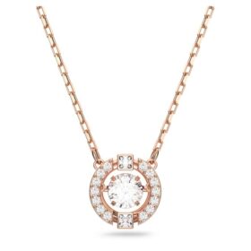 Collana Una con taglio rotondo, bianca, placcata in oro rosa