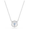 Collana Una con taglio rotondo, blu, placcata in rodio