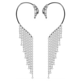 Cuff per orecchie della Collezione Vienna “Swan”, bianco, placcato in rutenio