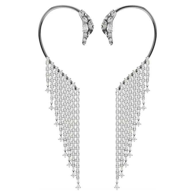 Cuff per orecchie della Collezione Vienna “Swan”, bianco, placcato in rutenio Cuff per orecchie della Collezione Vienna “Swan”, bianco, placcato in rutenio
