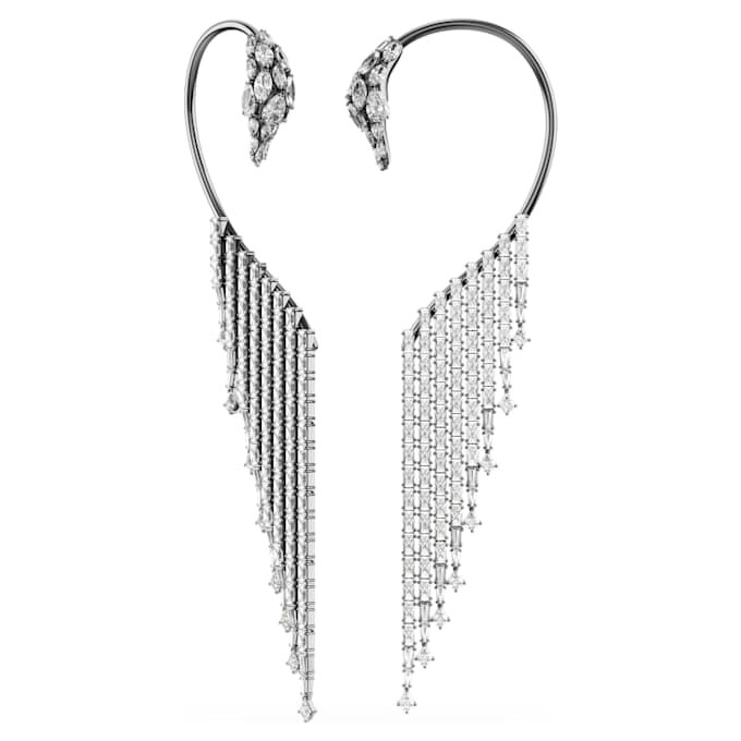 Cuff per orecchie della Collezione Vienna “Swan”, bianco, placcato in rutenio Cuff per orecchie della Collezione Vienna “Swan”, bianco, placcato in rutenio