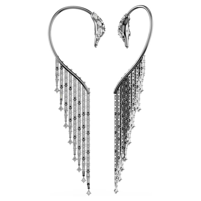 Cuff per orecchie della Collezione Vienna “Swan”, bianco, placcato in rutenio Cuff per orecchie della Collezione Vienna “Swan”, bianco, placcato in rutenio