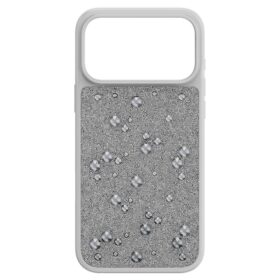 Custodia per smartphone con cristalli a fondo piatto, iPhone® 17 Pro Max, color argento