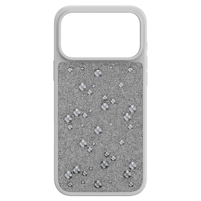 Custodia per smartphone con cristalli a fondo piatto, iPhone® 17 Pro Max, color argento Custodia per smartphone con cristalli a fondo piatto, iPhone® 17 Pro Max, color argento